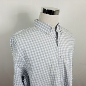 Bonobos XL Casual Button Down Shirt Gray White Plaid 100% Cotton Standard Fit